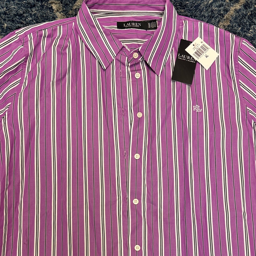NEW Lauren Ralph Lauren Vibrant Striped Shirt - Picture 2 of 16